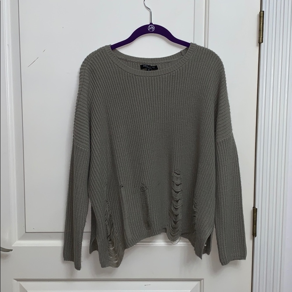 Distressed Hem Oversized Sweater